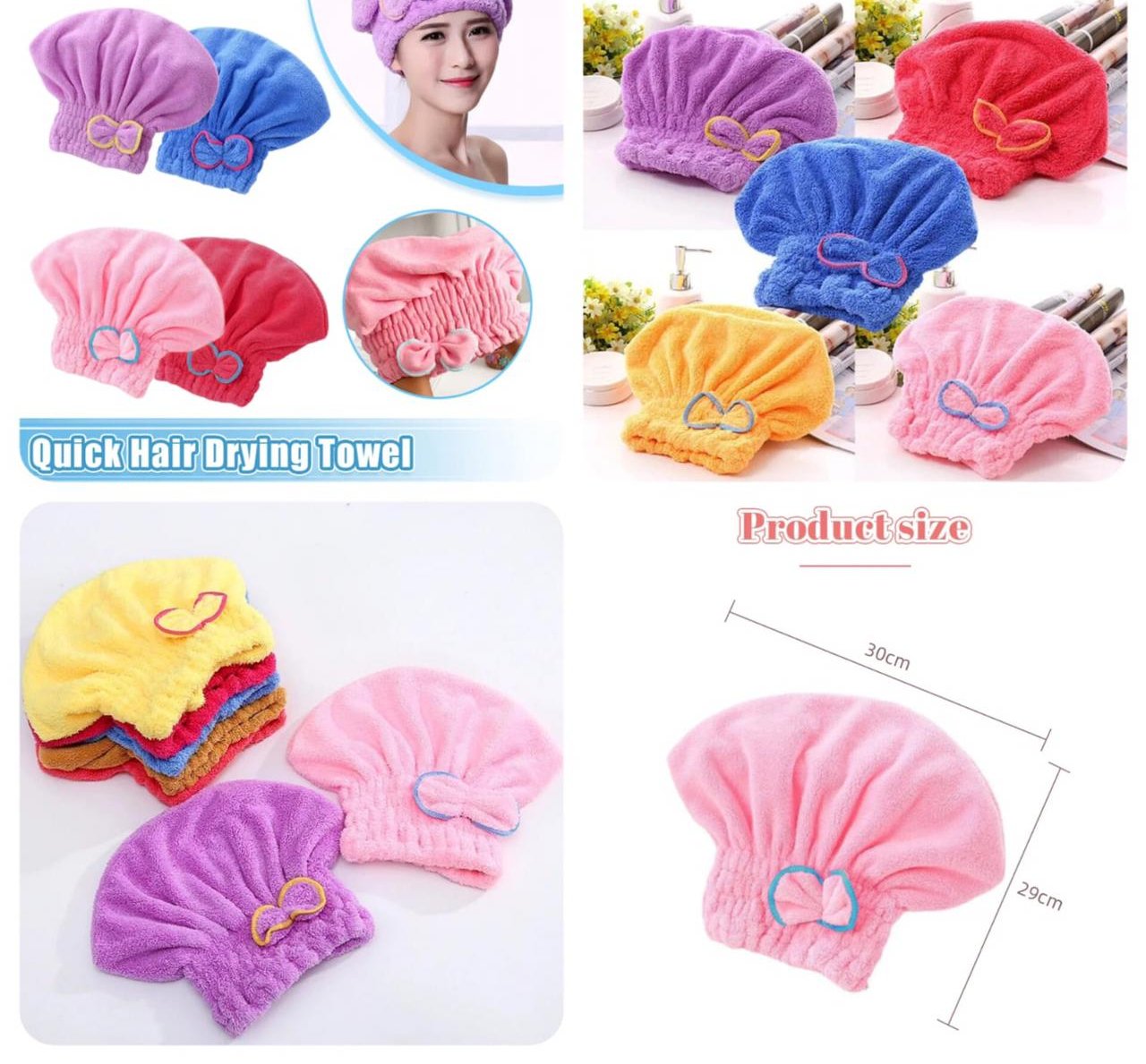 Hair Drying Towels, Ultra Absorbent Hair Drying Cap Bowknot Hair Turban Towel for Women Adults or Kids Girls(random color )