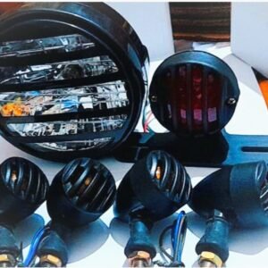 Head light beam round shape tail back light stop running light and Grap-4 piece grill indicator set cafe racer vintage style for 70cc cg125 all bikes universal fitting