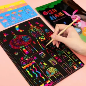 Creative Magic Color Rainbow Scratch Art Paper Imported multicolour scratch book,Rainbow Scratch Art for Kids Girls Boys, Black Scratch Paper