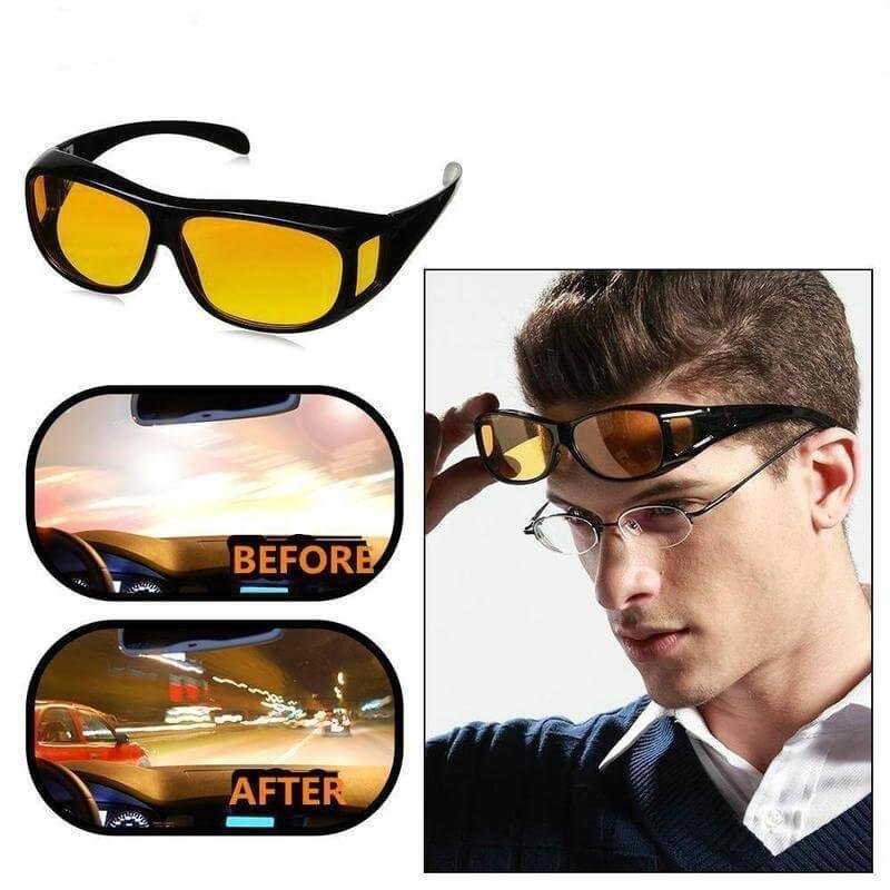 2 Pieces in one box HD Day & Night Vision Wrap Around Glasses | NIGHT VISION GLASSES FOR MEN | Car Anti-Glare Goggles Sunglasses Man Motorcycle Driving Glasses - Image 9