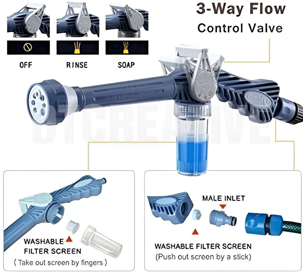 Nozzle Ez Jet Water Cleaning Soap Cannon Dispenser Pump Spray gun | Car Washer Plastic Garden Hose Pipe Connector Function - Image 9
