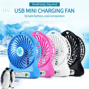 Portable Mini USB Fan Rechargeable Battery | 3-Level Speed Adjustable Electric Cooling Desktop Fan (Random Colors)