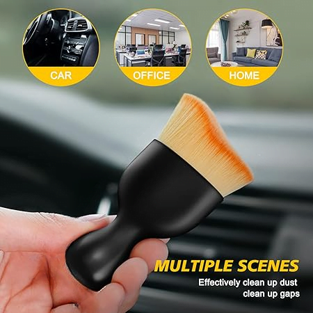Car Cleaning Brush | Car Detailing Brush with Hole Top of Handle | Soft Hair Brush For cleaning of Small and Tiny Places (Black colour) - Image 2