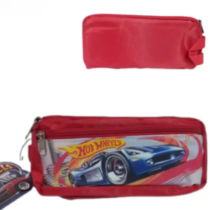 Hot Wheels Stationary Pouch - 3 Compartments Pencil Case for kids for School.