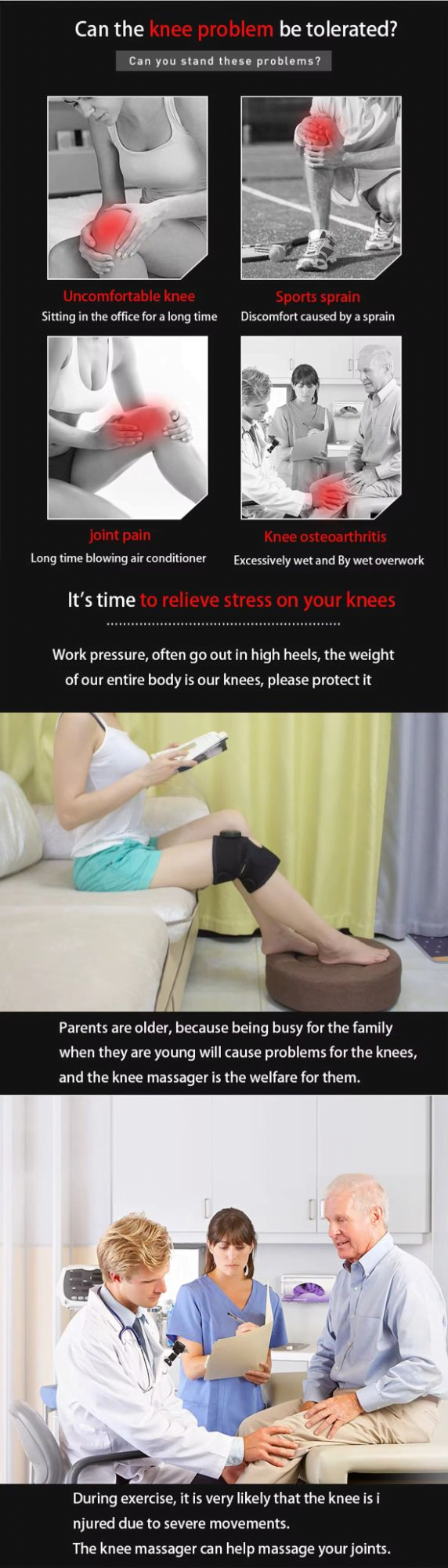 knee massager chargeable | Stress Relief Vibration Knee, Arm, Leg Massager Rechargeable Heating Pad, for Knee Pain Relief - Image 11