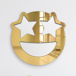 Star Struck Emoji Acrylic mirror wall stickers 15 inch size