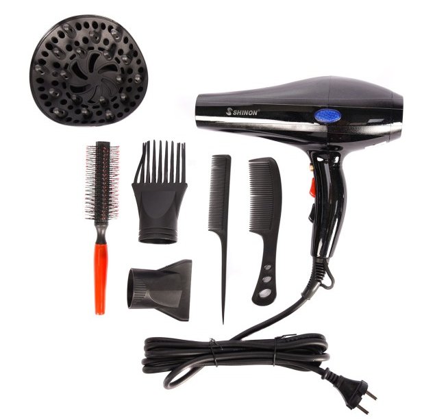 (black )Shinon Hair Dryers Salon Home Used Professional Blow Hair Dryer With complete accessories