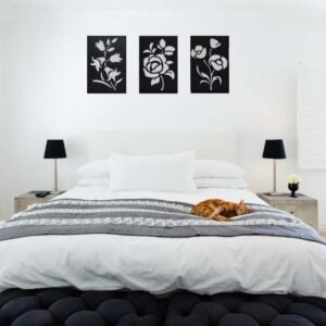 Flowers 3 pec set Wall decorations MDF Wood material